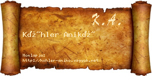 Köhler Anikó névjegykártya