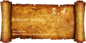 Köhler Anikó névjegykártya